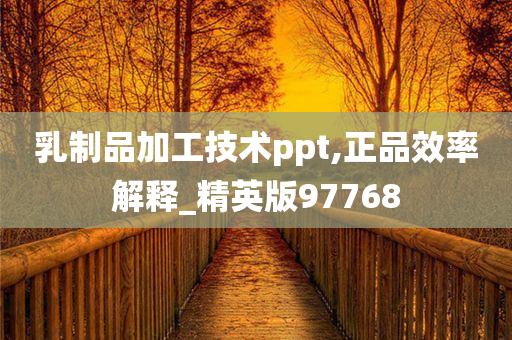 乳制品加工技术ppt,正品效率解释_精英版97768