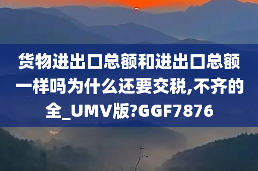 货物进出口总额和进出口总额一样吗为什么还要交税,不齐的全_UMV版?GGF7876