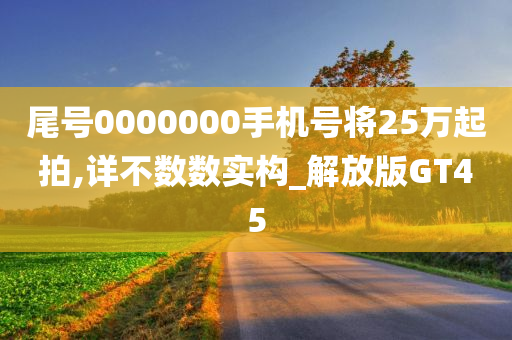 尾号0000000手机号将25万起拍,详不数数实构_解放版GT45