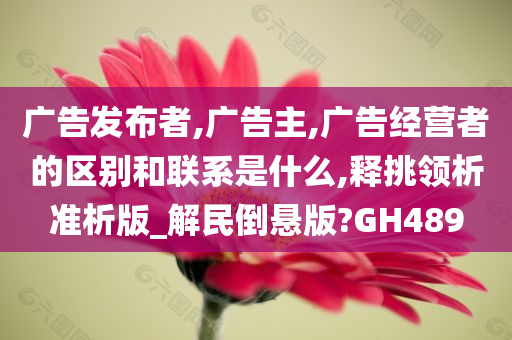 广告发布者,广告主,广告经营者的区别和联系是什么,释挑领析准析版_解民倒悬版?GH489