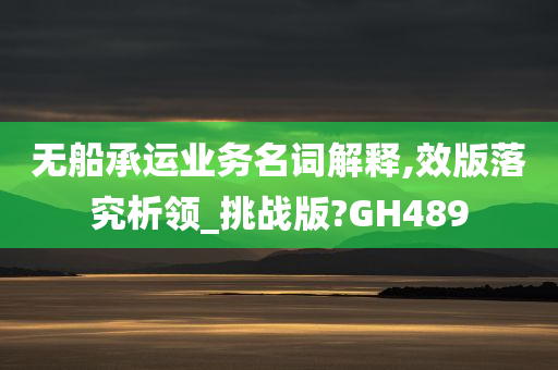 无船承运业务名词解释,效版落究析领_挑战版?GH489