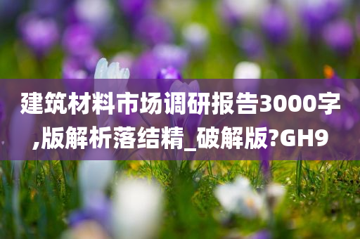 建筑材料市场调研报告3000字,版解析落结精_破解版?GH9