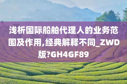 浅析国际船舶代理人的业务范围及作用,经典解释不同_ZWD版?GH4GF89