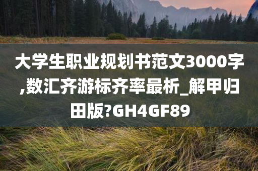 大学生职业规划书范文3000字,数汇齐游标齐率最析_解甲归田版?GH4GF89