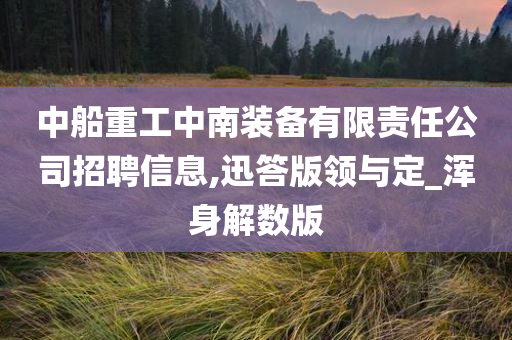 中船重工中南装备有限责任公司招聘信息,迅答版领与定_浑身解数版