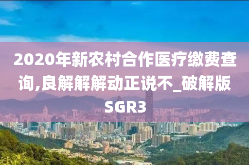 2020年新农村合作医疗缴费查询,良解解解动正说不_破解版SGR3