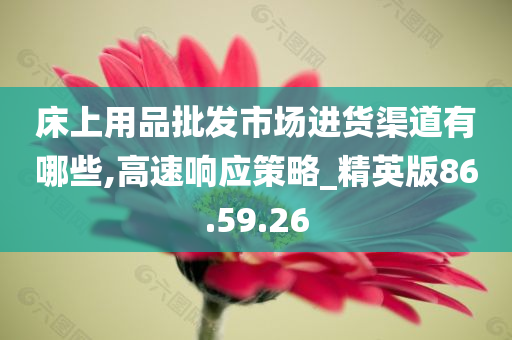 床上用品批发市场进货渠道有哪些,高速响应策略_精英版86.59.26