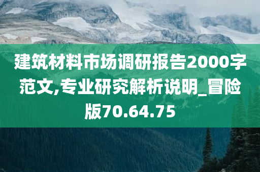 建筑材料市场调研报告2000字范文,专业研究解析说明_冒险版70.64.75