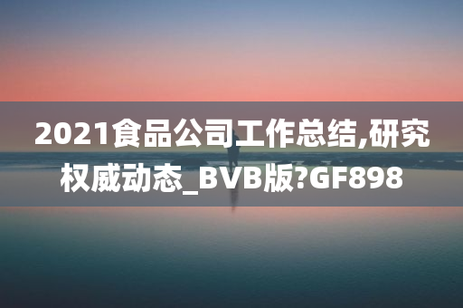 2021食品公司工作总结,研究权威动态_BVB版?GF898