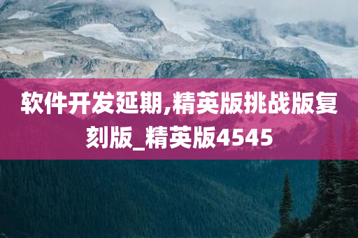 软件开发延期,精英版挑战版复刻版_精英版4545