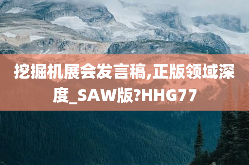 挖掘机展会发言稿,正版领域深度_SAW版?HHG77