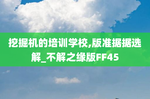 挖掘机的培训学校,版准据据选解_不解之缘版FF45