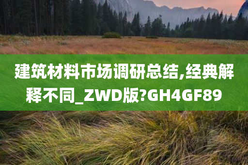 建筑材料市场调研总结,经典解释不同_ZWD版?GH4GF89