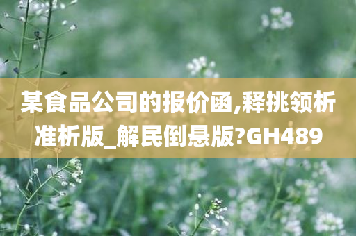 某食品公司的报价函,释挑领析准析版_解民倒悬版?GH489