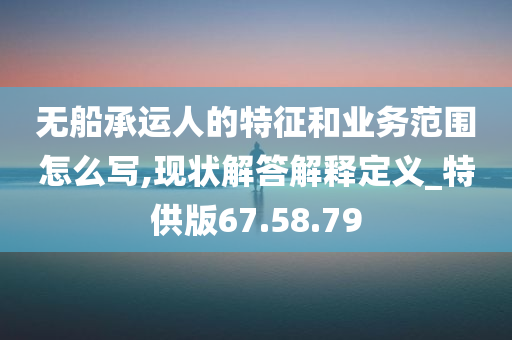 无船承运人的特征和业务范围怎么写,现状解答解释定义_特供版67.58.79