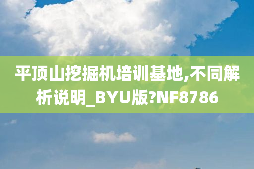 平顶山挖掘机培训基地,不同解析说明_BYU版?NF8786