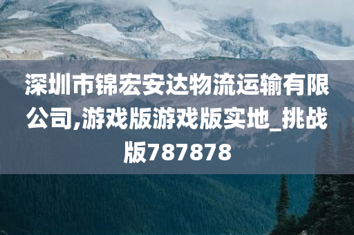 深圳市锦宏安达物流运输有限公司,游戏版游戏版实地_挑战版787878