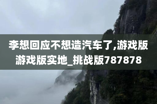 李想回应不想造汽车了,游戏版游戏版实地_挑战版787878