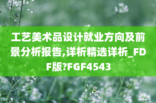 工艺美术品设计就业方向及前景分析报告,详析精选详析_FDF版?FGF4543