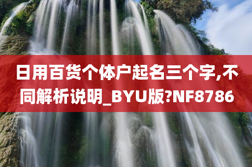 日用百货个体户起名三个字,不同解析说明_BYU版?NF8786