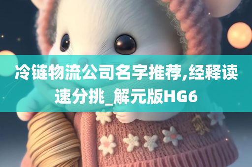 冷链物流公司名字推荐,经释读速分挑_解元版HG6