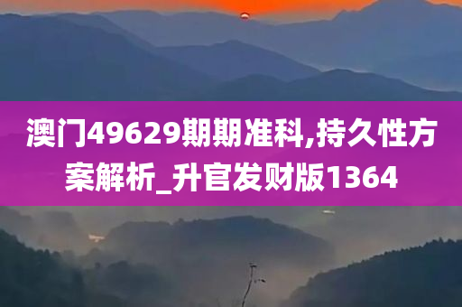 澳门49629期期准科,持久性方案解析_升官发财版1364