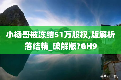 小杨哥被冻结51万股权,版解析落结精_破解版?GH9