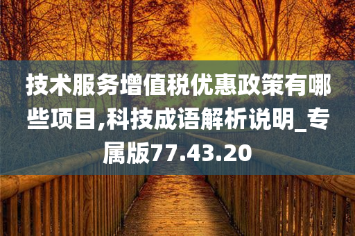 技术服务增值税优惠政策有哪些项目,科技成语解析说明_专属版77.43.20