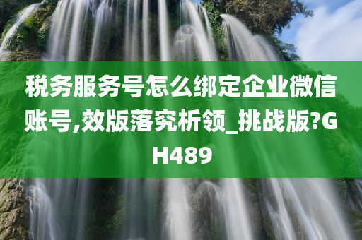 税务服务号怎么绑定企业微信账号,效版落究析领_挑战版?GH489