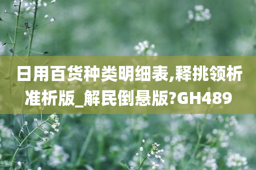 日用百货种类明细表,释挑领析准析版_解民倒悬版?GH489