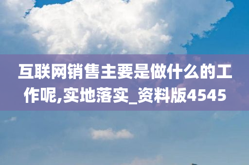 互联网销售主要是做什么的工作呢,实地落实_资料版4545