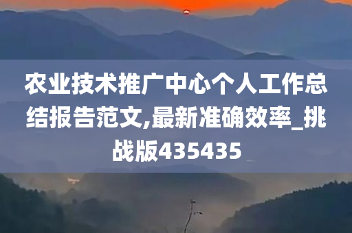 农业技术推广中心个人工作总结报告范文,最新准确效率_挑战版435435