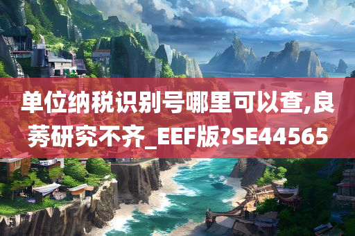 单位纳税识别号哪里可以查,良莠研究不齐_EEF版?SE44565