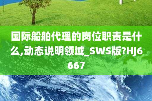 国际船舶代理的岗位职责是什么,动态说明领域_SWS版?HJ6667