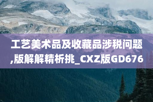 工艺美术品及收藏品涉税问题,版解解精析挑_CXZ版GD676